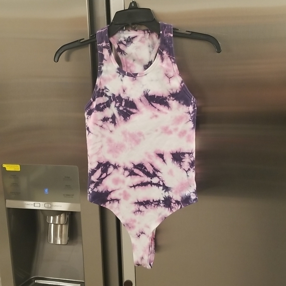 💕ELECTRIC & ROSE💕 Mercer Bodysuit ~ Pink/Purple/White Tie-Dye Small S NWOT
